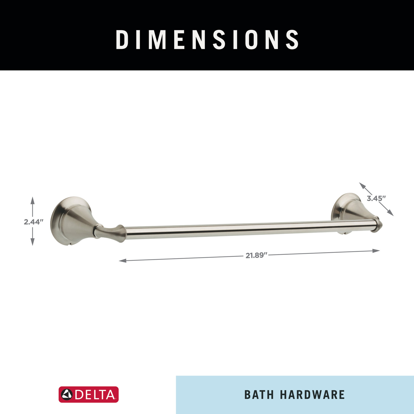 Linden™ 18" Wall-Mounted Towel Bar, Brilliance Stainless