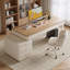Bureau 5 pièces Burlywood + pierre frittée rectangulaire beige + blanc + bois manufacturé-353006268-353006269