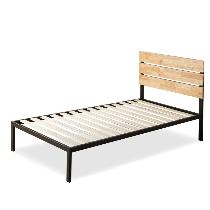 Eleanor Modern Metal Bed frame with Bamboo Headboard, Single (3')