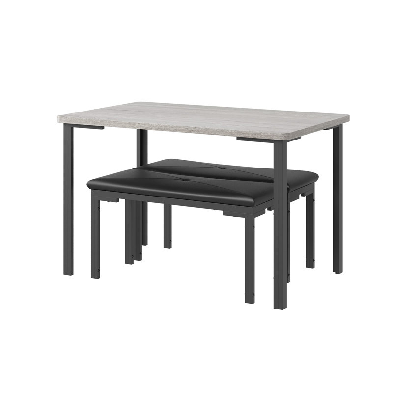 Ensemble de table de cuisine 3 pièces avec 2 bancs rembourrés pour coin-repas et petits espaces