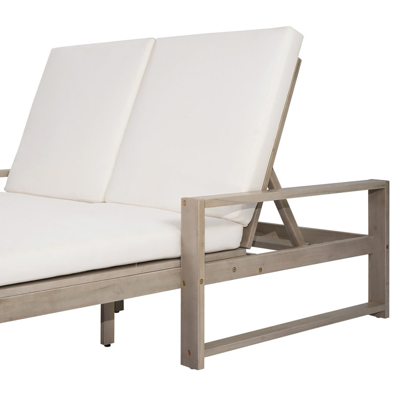 Méridienne double d'extérieur avec dossier réglable à 5 positions pour chaque siège, Gris + beige