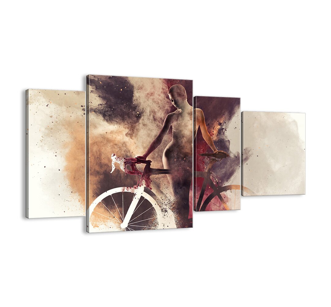 4-tlg. Leinwandbilder-Set - Grafikdruck „A Bicycle Soul in Marble Shapes”