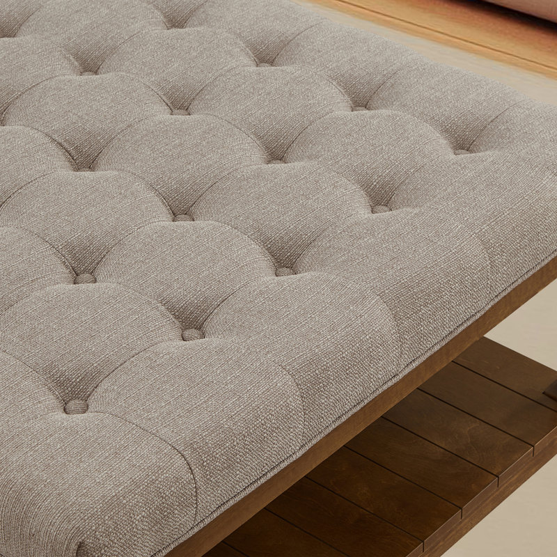 Table basse avec repose-pieds 33 po avec tablette en bois, Lin lin