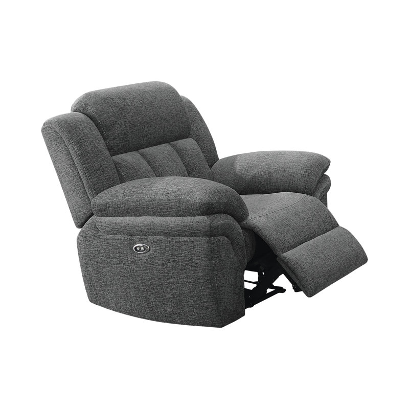 Bahrain Upholstered Power Glider Recliner Charcoal, Power, Gray Polyester