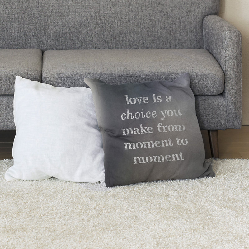 Coussin de sol Love is a choice, H 28 po x l 28 po, Gris
