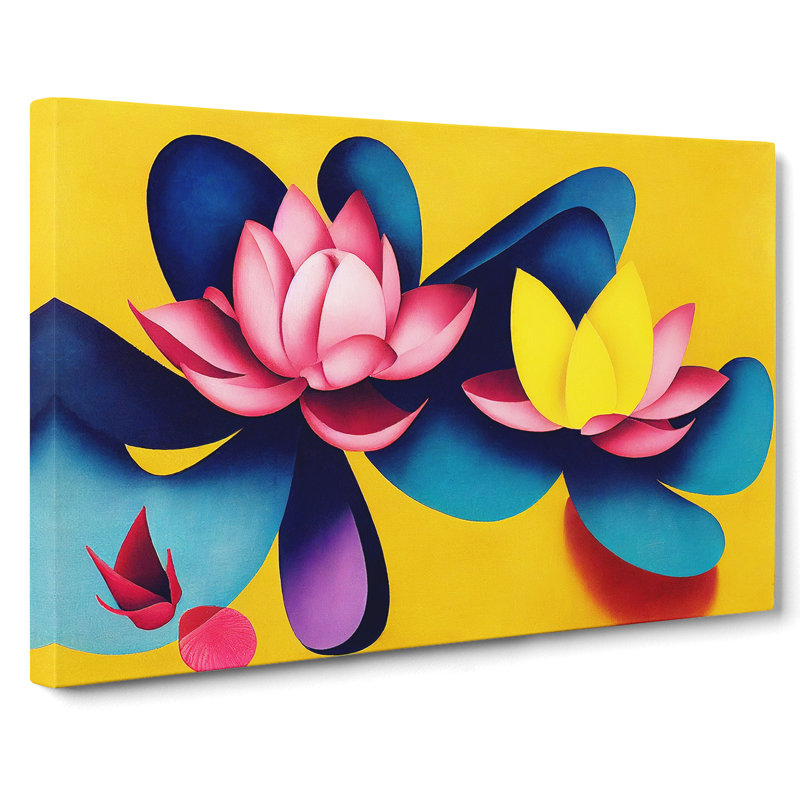 Lotus Flowers Abstract - Wrapped Canvas, 35cm H x 50cm W x 3cm D