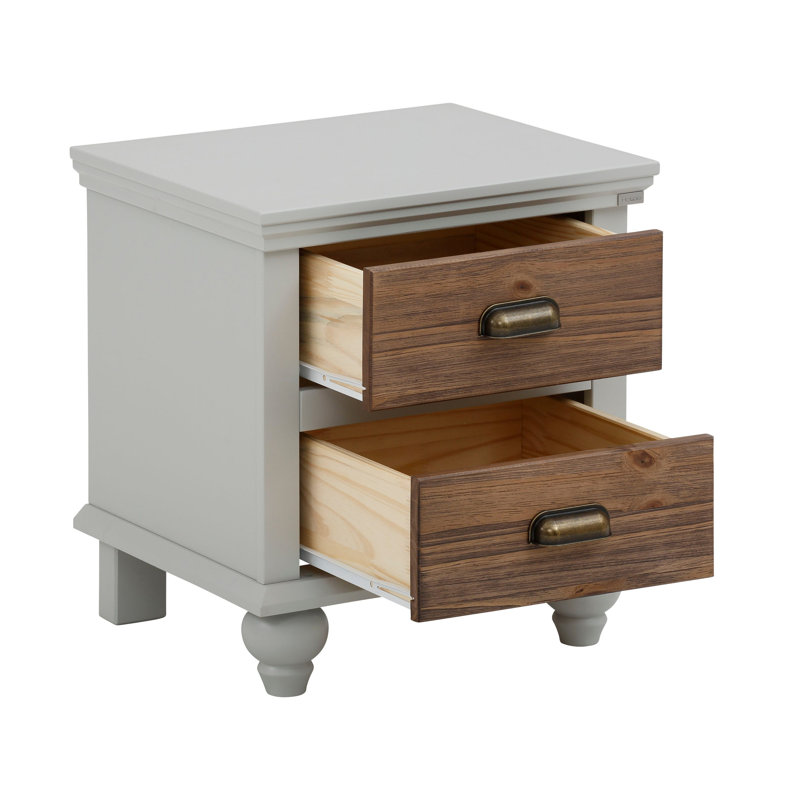 Fanchone 45 cm W Bedside Table, Green/Natural
