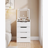 3 in 1 Vanity Desk with Plip Top Mirror,Small Make Up Vanity Set with Visible Glass Desktop