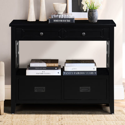 Console noire avec rangement spacieux pour chambre à coucher, couloir, cuisine et salon