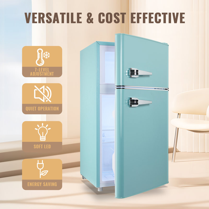 DEMULLER 3.5 Cubic Feet Mini Fridge with Freezer, Blue