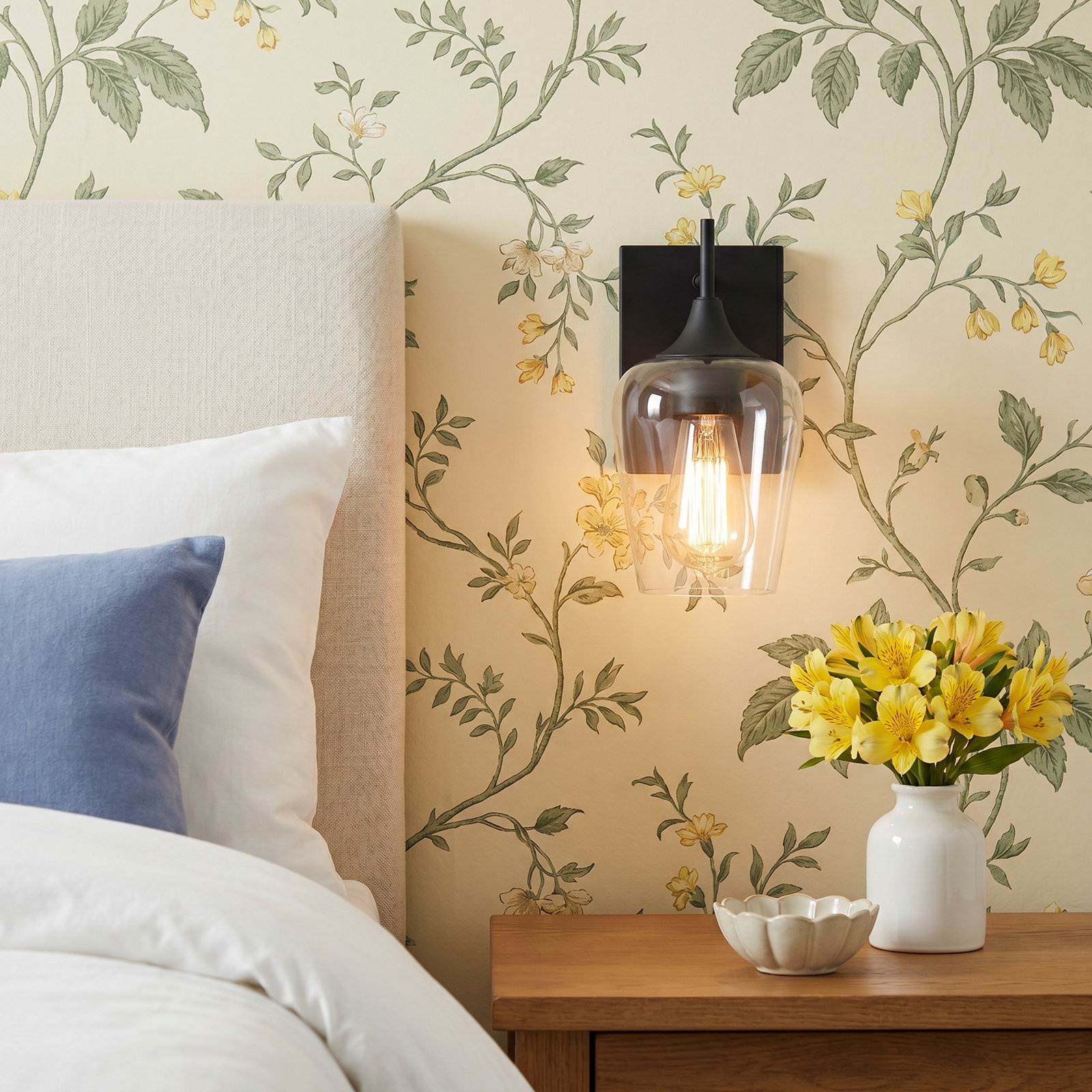Breena Single Light Dimmable Armed Sconce, English Bronze, Clear