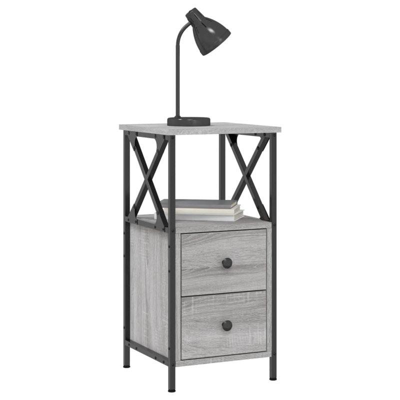 Herendeen 34cm W Iron Bedside Table, Grey Sonoma, Individual