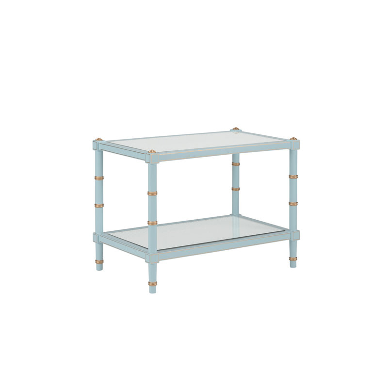 Conner Cane Cocktail Table, Blue/Gold
