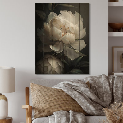 Pivoine III - impression sur bois sans cadre