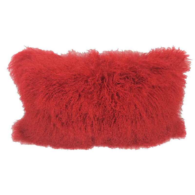 15" X 25" Lambswool Down Throw Pillow, Red, 15" X 25"