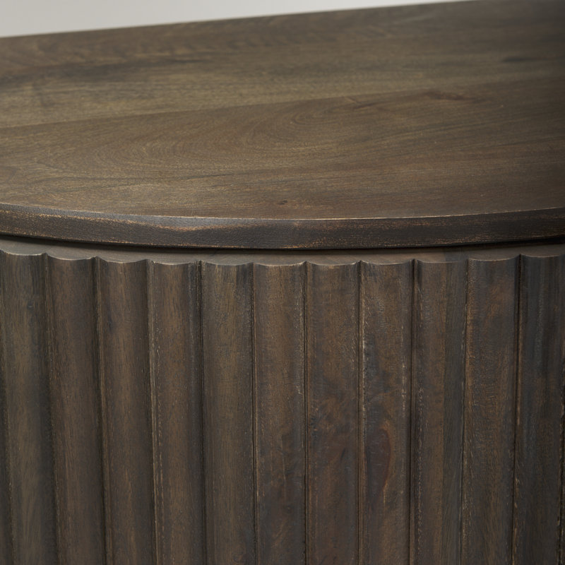 Terra Solid Wood 2 - Door Half Circle Accent Cabinet, Dark Brown