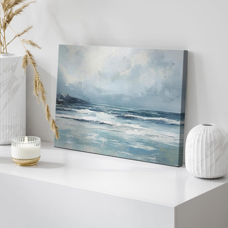 Coastal Beach, bleu marine, océan, vague, plage, nature, sur toile, Toile tendue, H 32 po x l 48 po x P 1,5 po