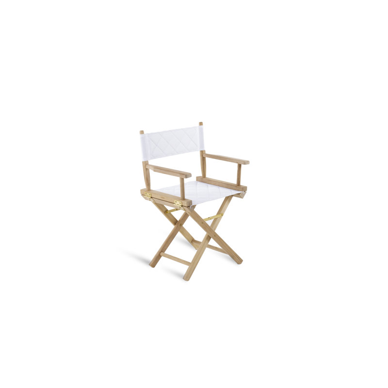 Fauteuil Sroka en teck et housse en tissu plastique blanc