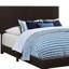 Structure de lit double en similicuir brun avec sommier tapissier pour un revêtement de chambre à coucher élégant