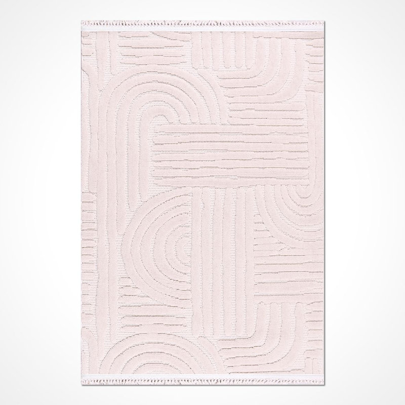 Modern Cream Machine Washable Non-Slip Area Rug, Rectangle 6'6" x 9'9"