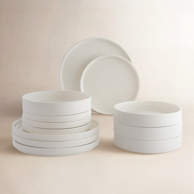 222 Fifth Kaden 12-Piece Modern Dinnerware Set - Service For 4, Plate & Bowl Set