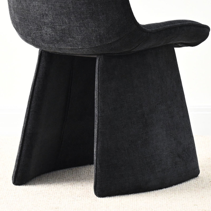 Chaises de salle à manger rembourrées avec base sculpturale Hennigan, Gris anthracite