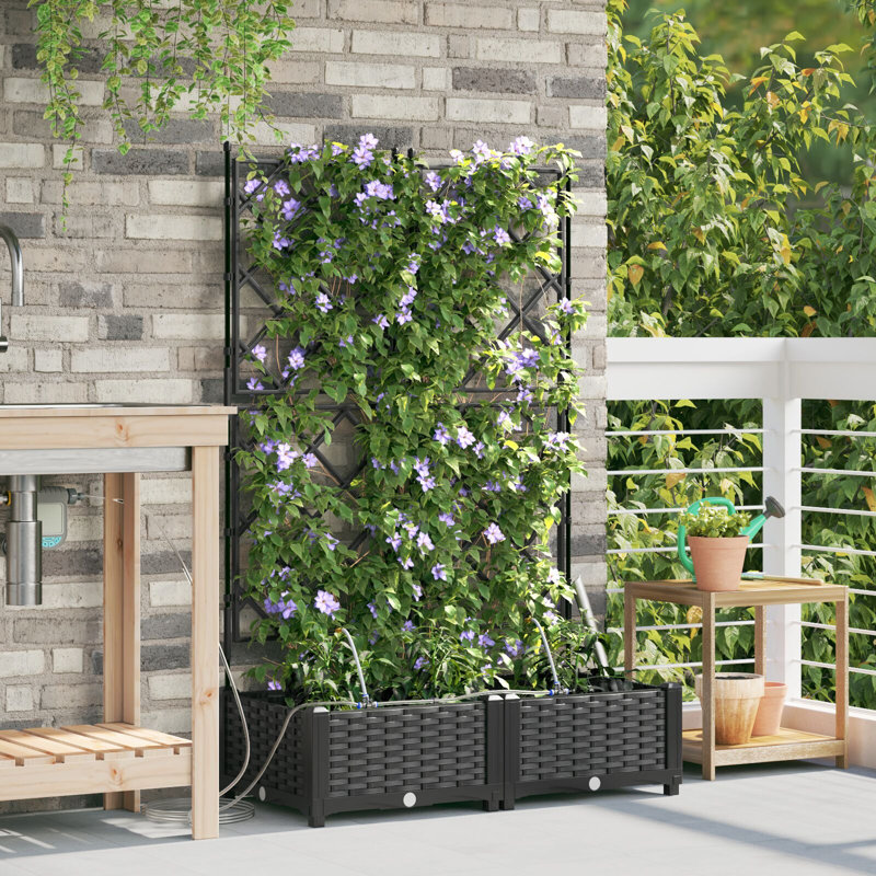 Garden Planter Plastic Resin Planters, Black, 126cm H x80cm W x 40cm D