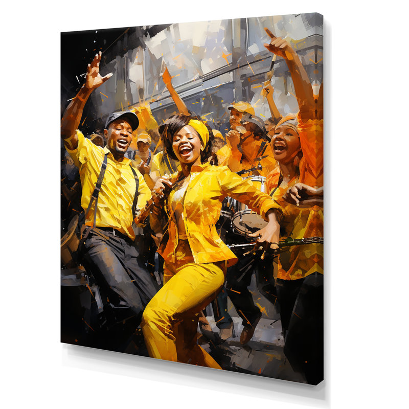 «Yellow Jazz Dance Fusion II», reproduction sur toile, Toile tendue, H 32 po x l 16 po x P 1 po