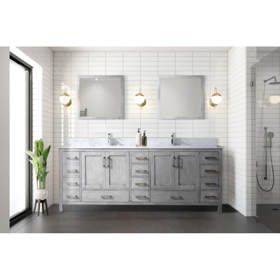 Meuble-lavabo double 84 po X P 22 po D, avec plateau en marbre de Carrare