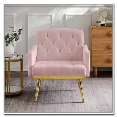 PINK velvet armchair with metal  legs
