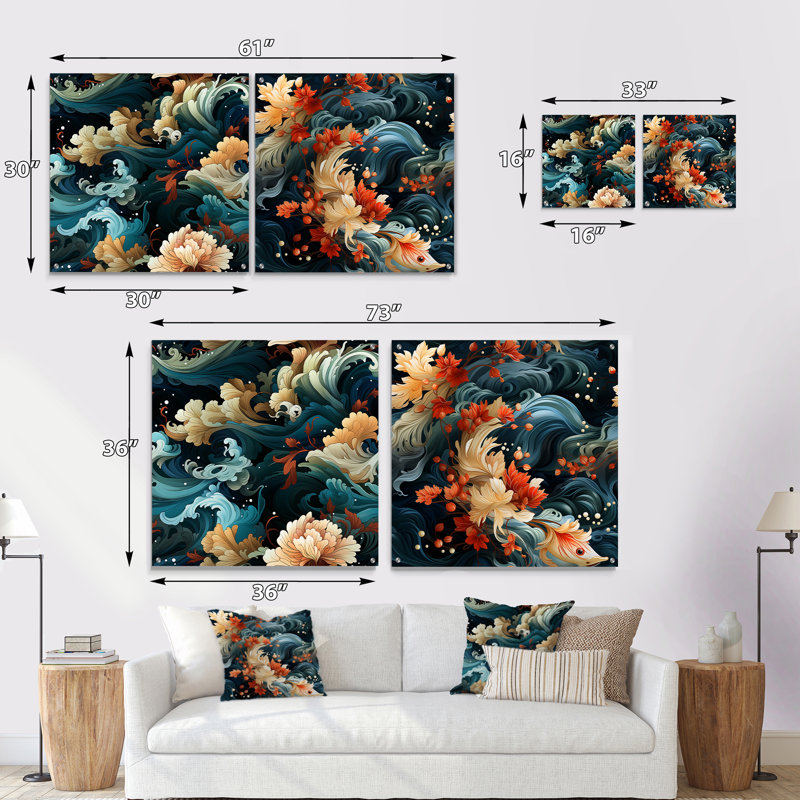 Xanthe - Japon - ensemble de 2 verres muraux en acrylique, H 16 po x l 33 po
