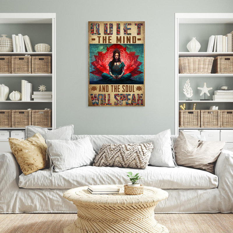 Jaquita Yoga Quiet The Mind - 1 pièce, reproduction d'art graphique sur toile tendue, H 20 po x l 16 po x P 1,25 po