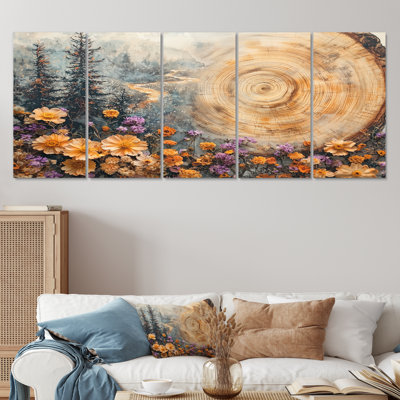 Ayling - Art mural fleurs sauvages - Art mural traditionnel sur toile 5 pièces