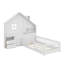 Lit maison avec fenêtre et tiroirs de chevet, lit plateforme avec tablettes, ensemble de prises et port USB-699306876