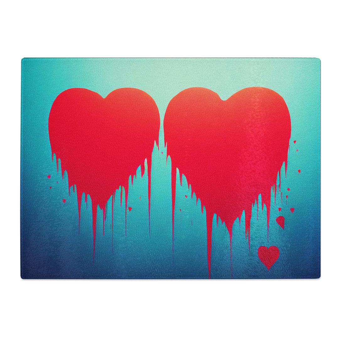 Love Heart Graffiti Art Abstract  Glass Chopping Board