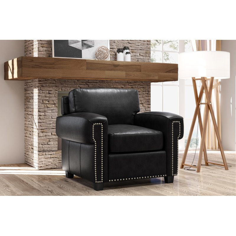 Ensemble de salon en cuir 3 pièces Fardin, Cuir véritable noir