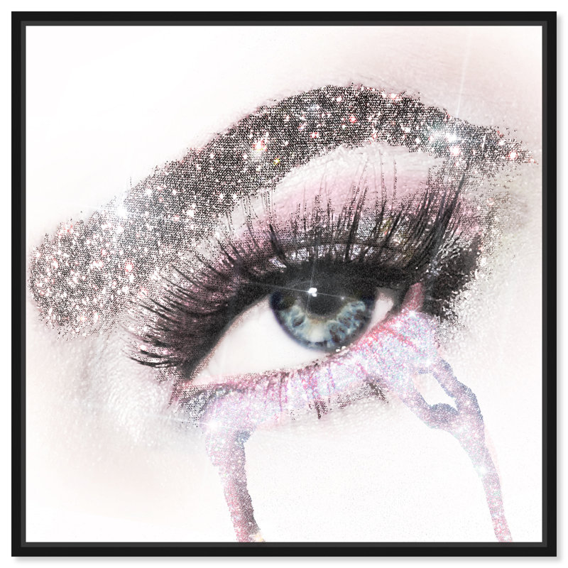 " Fashion And Glam Eyes And Rhinestones Pink, Glam Gray ", 12" H x 12" W , Black Floater Framed