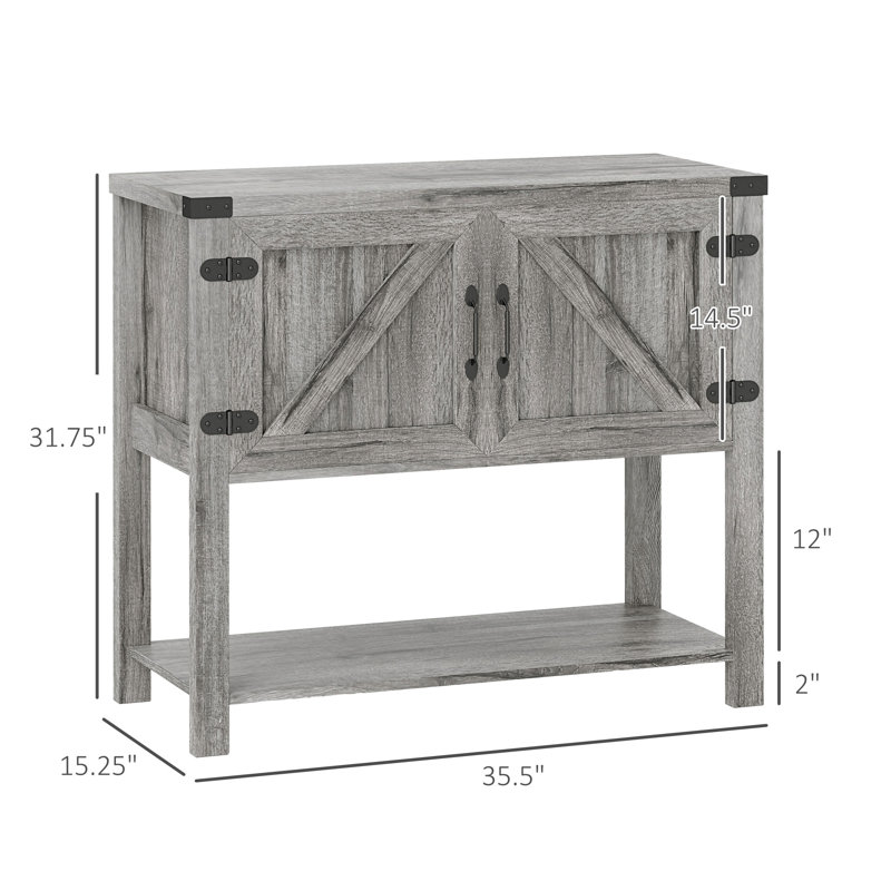 Farmhouse Double Door Coffee Bar Cabinet, Sideboard Buffet Cabinet, Kitchen Cabinet With Bottom Shelf For Entryway, Living Room