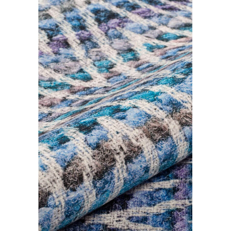 Tapis décoratif à chevrons bleus rétro, Tapis de couloir 2 pi 6 po x 5 pi