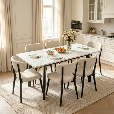 Ensemble de 7 tables de salle à manger extensibles, table de cuisine de 47,4 po à 63,2 po avec 6 chaises rembourrées pour la salle à manger et l’appartement