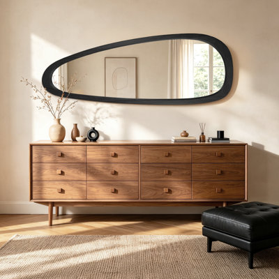 Asymmetrical Wood Framed Accent Wall Mirror