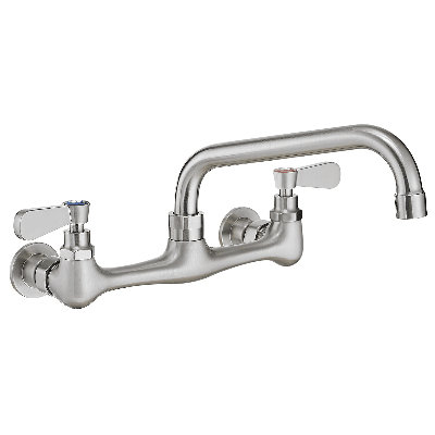 Brushed Nickel Wall Mount Kitchen Faucet  Commercial Sink Faucet with 12-inch Swivel Spout Brass Dual Handle Utility Laundry Faucet