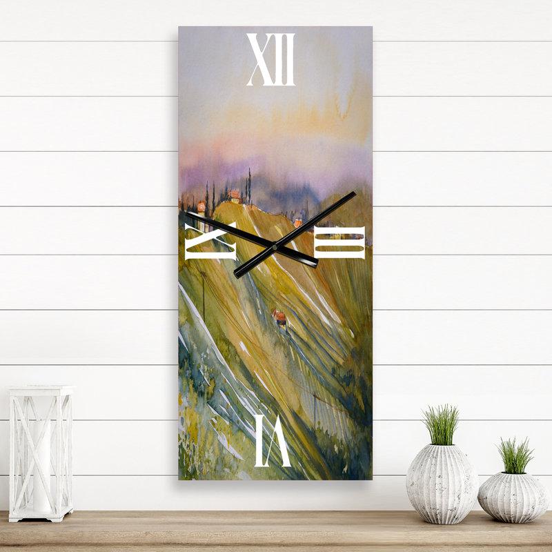 Horloge murale Vineyard At Dawn en Toscane, Italie, Grand