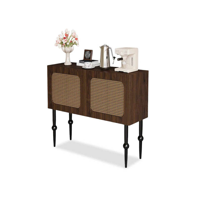 Console rectangulaire en bois manufacturé noisette, H 37,4 po x l 31,5 po x P 15,75 po, Brun noyer