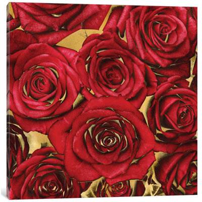 « roses-rouge on gold », impression sur toile