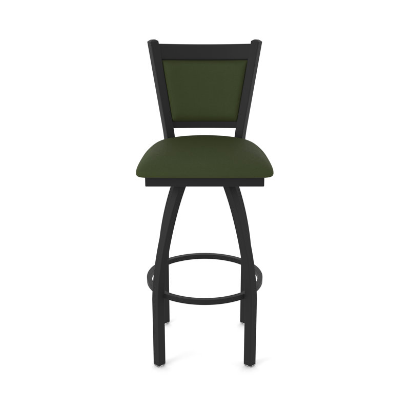 Tabouret pivotant Hadleigh, Vinyle - pin Canter, Noir froissé, Tabouret de bar (siège d'une hauteur de 36 po)