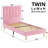Gurit 43'' Modern Twin Bed Frames with Upholstered Velvet Headboard, Low Profile Design with Strong Wooden Slats, No Box Spring Needed and Noise-Free-2026830448-2019067895