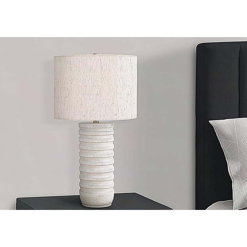 Lighting, 28 po, lampe de table, résine crème, abat-jour ivoire / crème, transitionnel