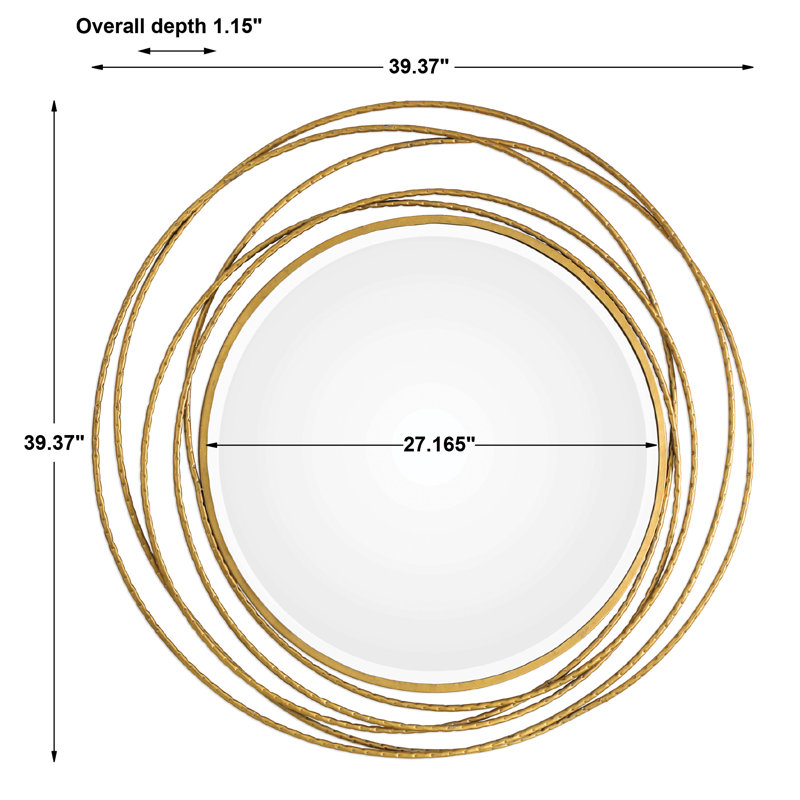Moberly Metal Round Wall Mirror, Metallic Gold