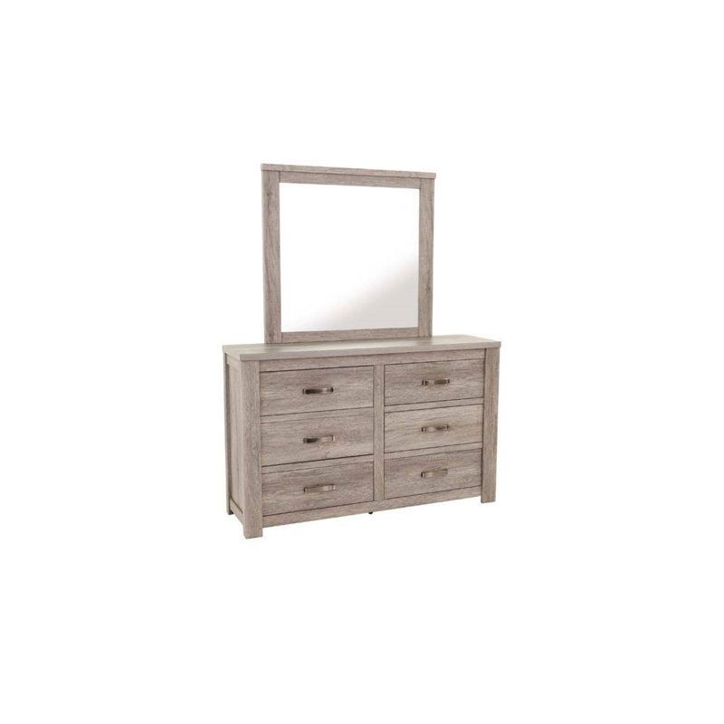 Commode double 6 tiroirs avec miroir Braylea